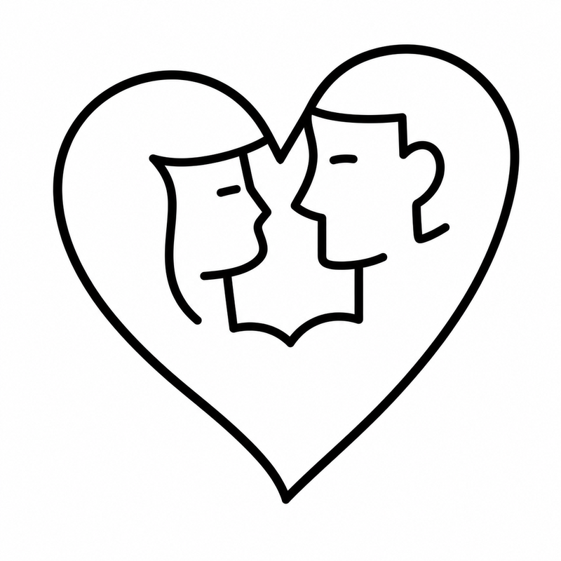 Pareja dentro de corazón