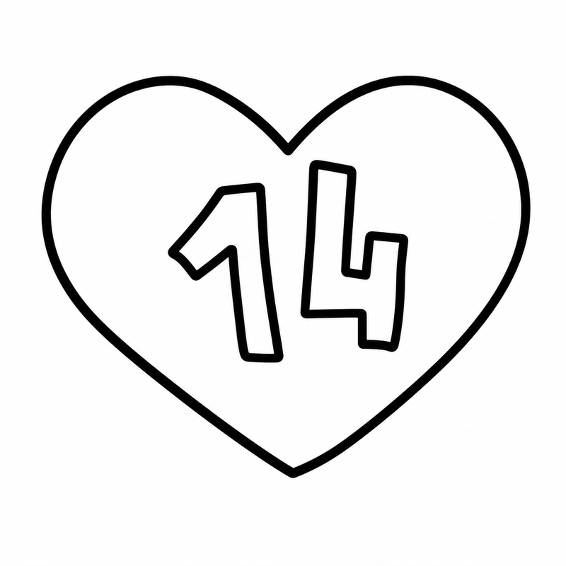 Corazón con número 14