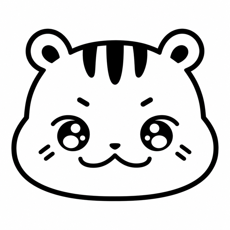Kawaii Striped Hamster Face