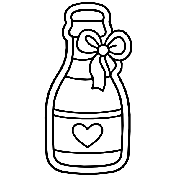 Champagne Bottle with Bow and Heart